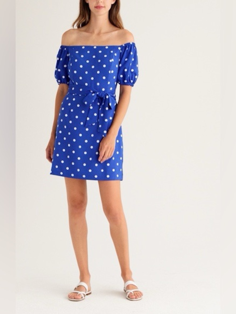 Lilly Pulitzer Jada Polka Dot Off the Shoulder Romper , sz : 8